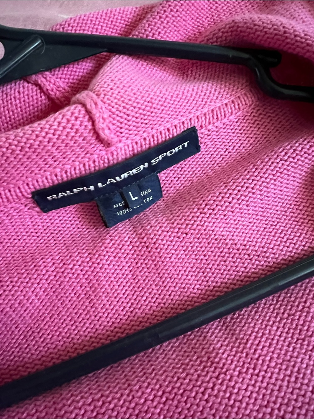 Ralph Lauren Sport Pink Hooded Zip Cotton Sweater - Picture 3 of 3